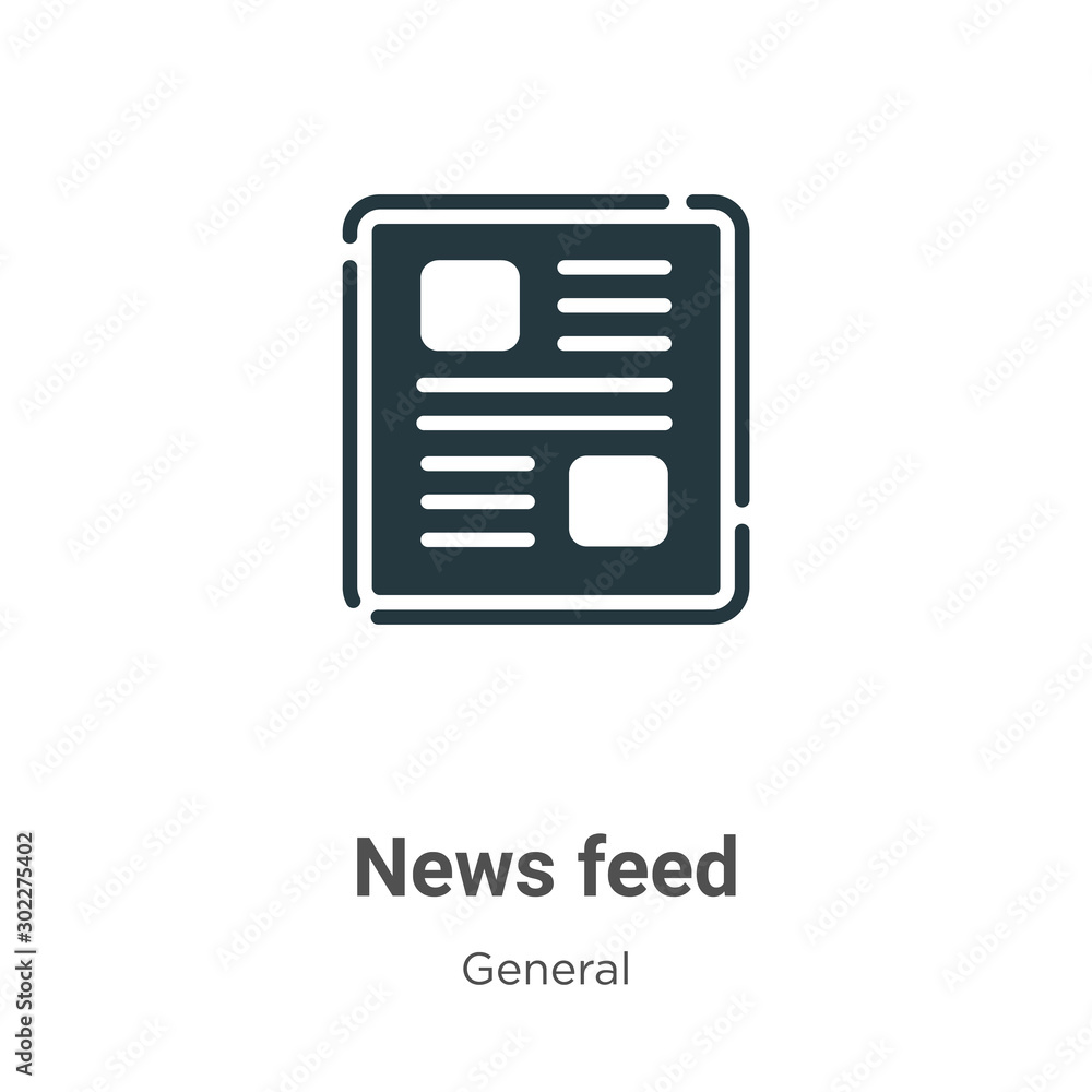 Poster news feed vector icon on white background. flat vector news feed icon symbol sign from modern genera