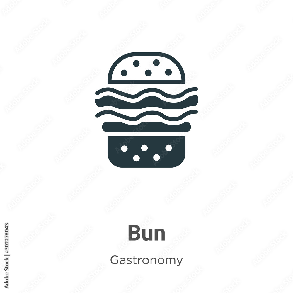 Poster bun vector icon on white background. flat vector bun icon symbol sign from modern gastronomy collect