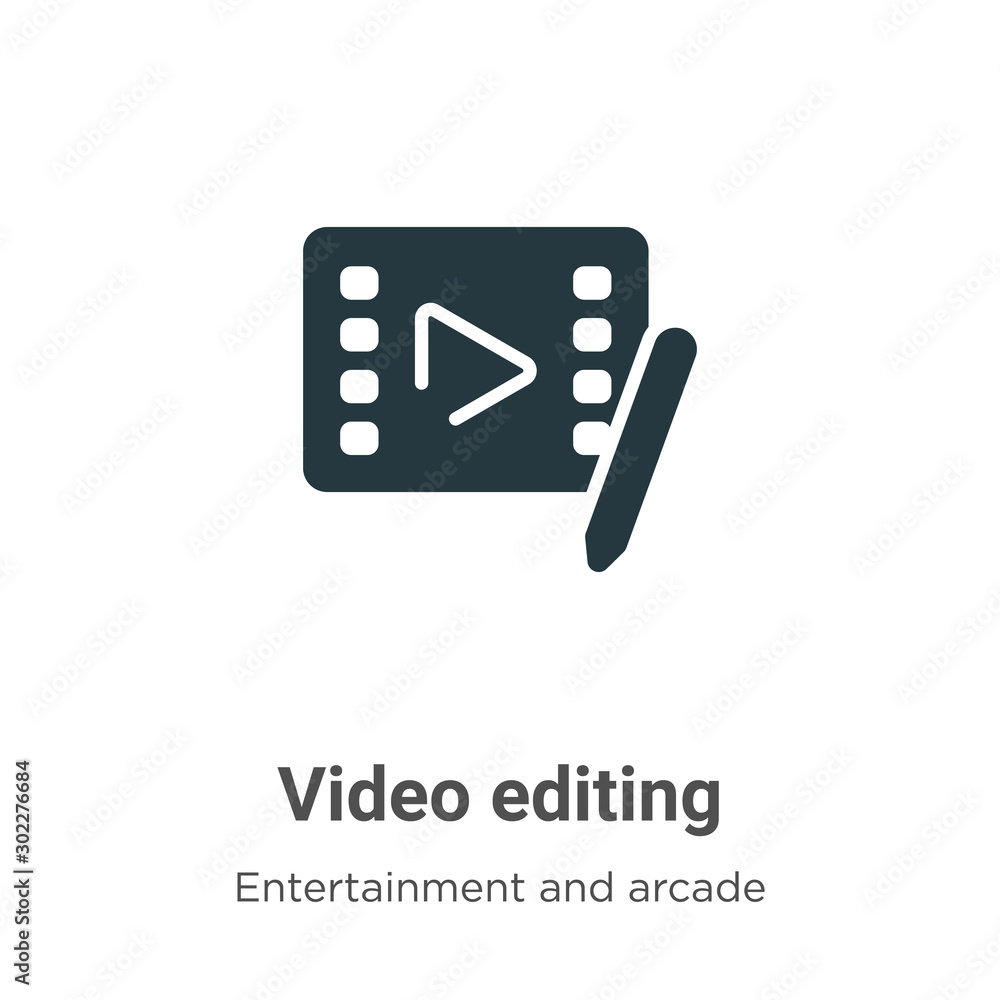 Poster video editing vector icon on white background. flat vector video editing icon symbol sign from moder