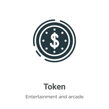 Token vector icon on white background. Flat vector token icon symbol sign from modern entertainment and arcade collection for mobile concept and web apps design.