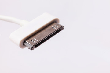 connection and  data cable and plug on white background