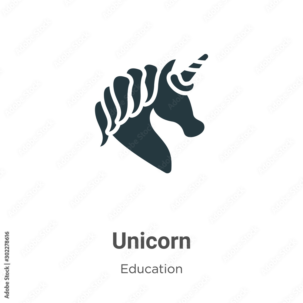 Poster Unicorn vector icon on white background. Flat vector unicorn icon symbol sign from modern literature collection for mobile concept and web apps design.