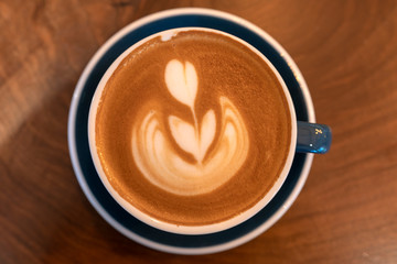 Cafe latte in green cup