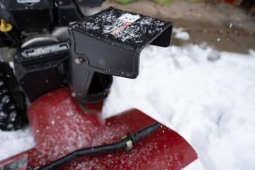snowblower is ready to blow fresh snow from the chute