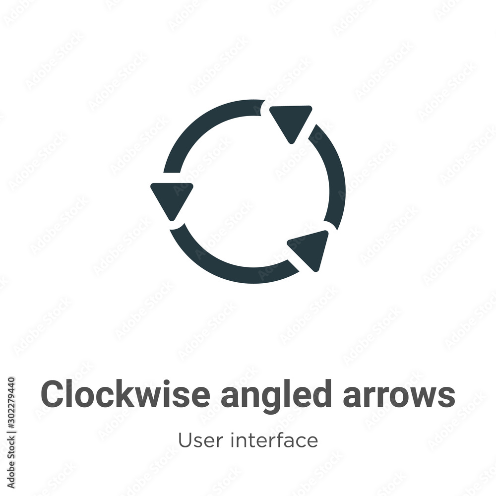Poster clockwise angled arrows vector icon on white background. flat vector clockwise angled arrows icon sy