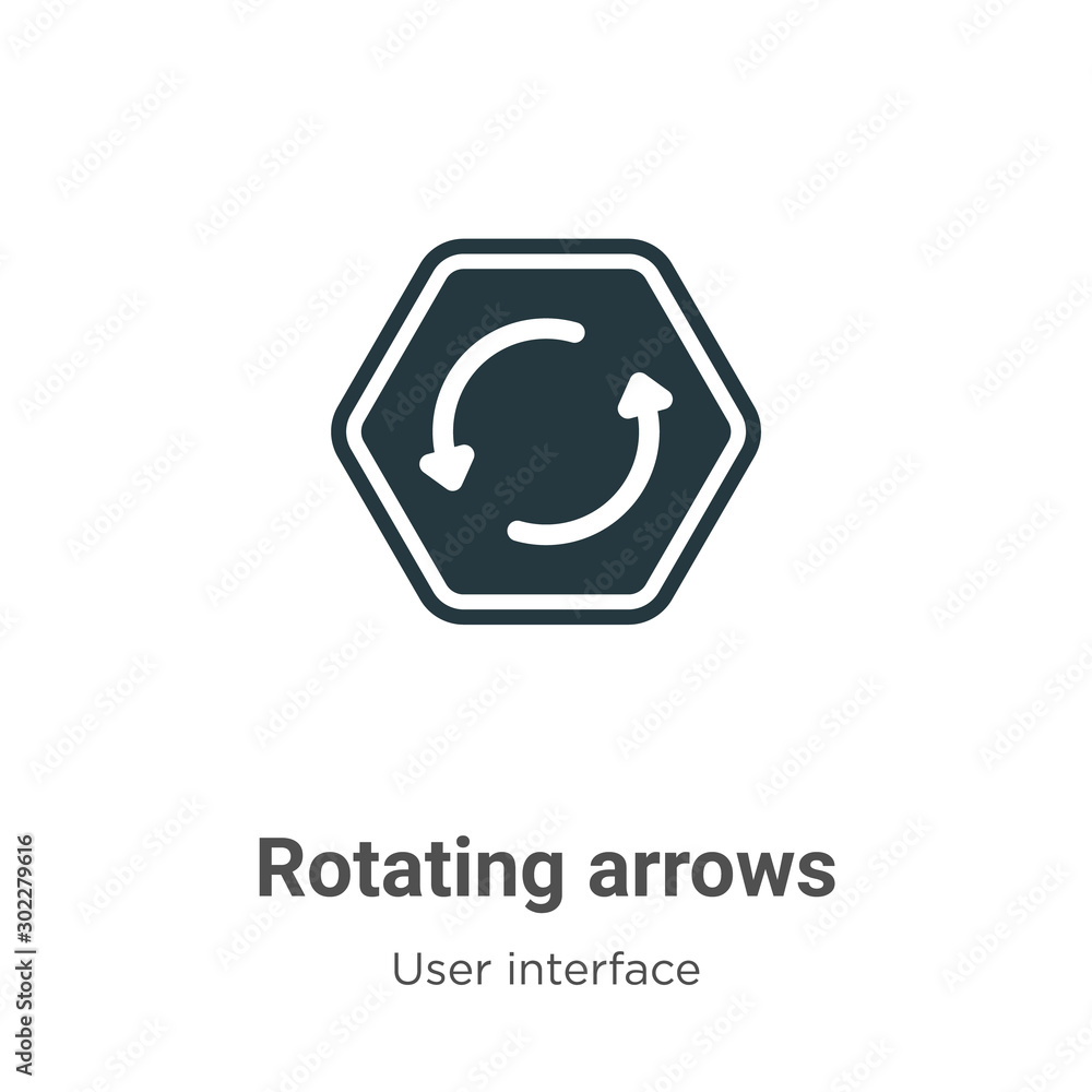 Poster rotating arrows vector icon on white background. flat vector rotating arrows icon symbol sign from m