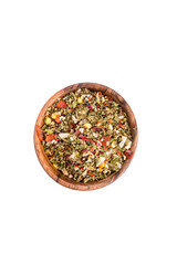 Pile of multicolored menudo seasoning for hispanic cooking