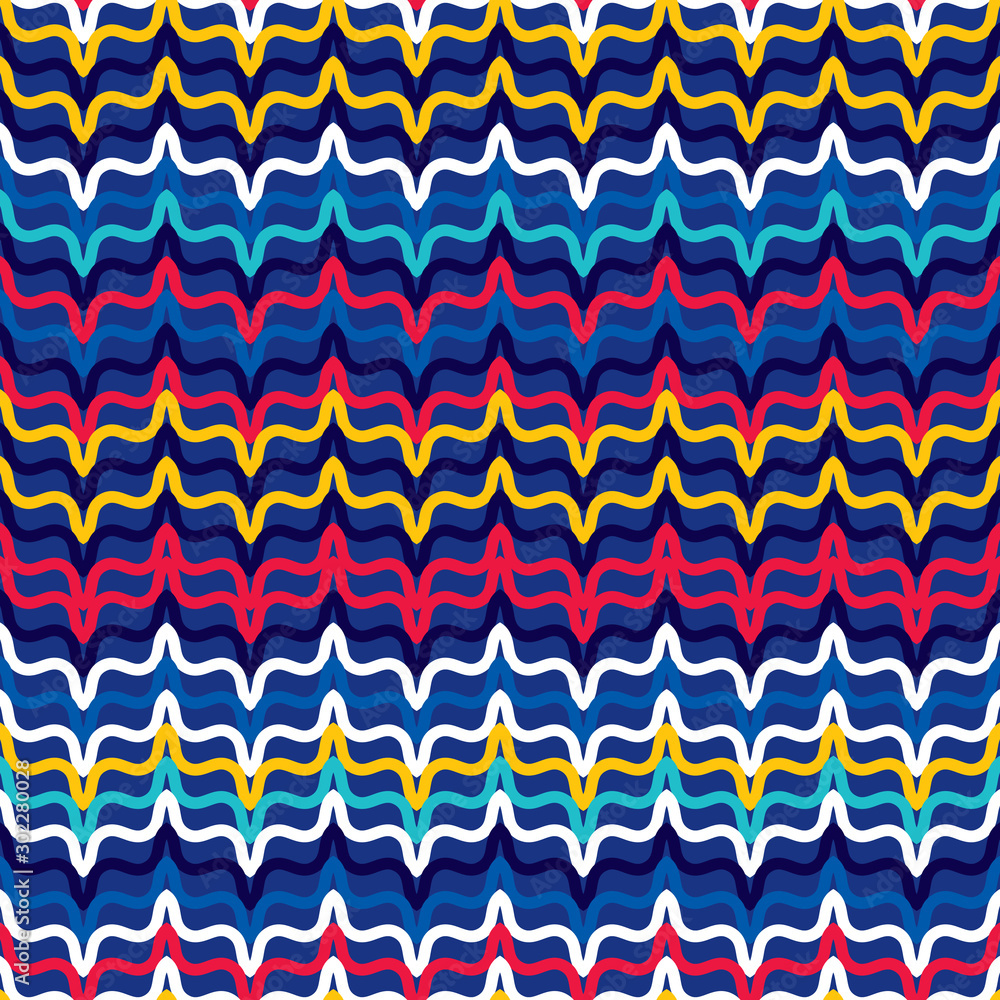 Poster seamless pattern with wave-shaped shapes. oscillation of lines in space.
