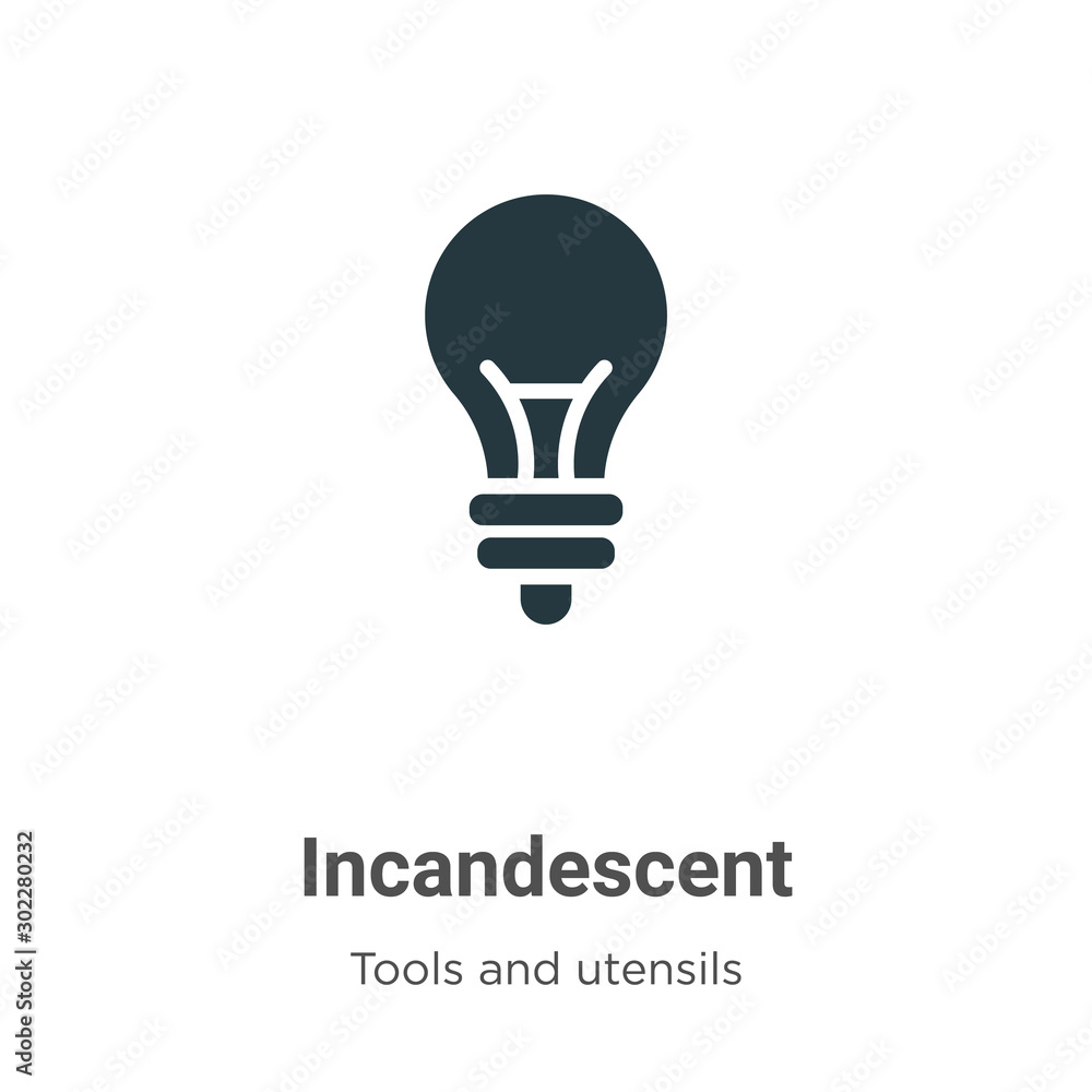 Poster incandescent vector icon on white background. flat vector incandescent icon symbol sign from modern 