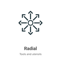 Radial vector icon on white background. Flat vector radial icon symbol sign from modern tools and utensils collection for mobile concept and web apps design.