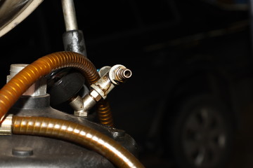 equipment in a car workshop, car maintenance, engine oil change