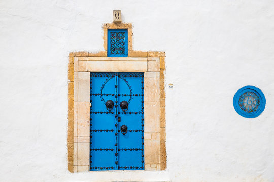 Tunisia, Picturesque whitewashed village of 
Sidi Bou Said