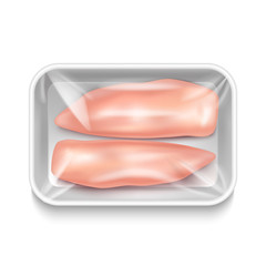 Isolated Chicken Fillet Package in Realistic Style