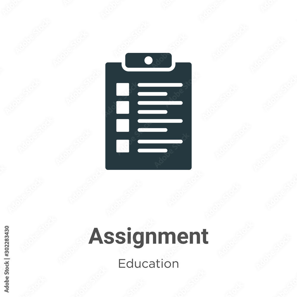 Poster assignment vector icon on white background. flat vector assignment icon symbol sign from modern educ