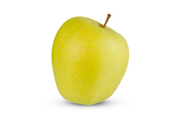 Green, natural apple on a white background.
