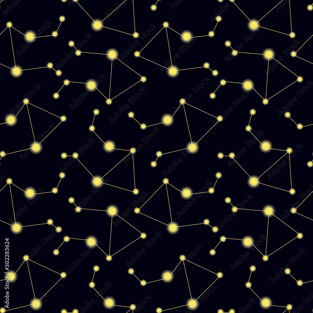 Wall mural pattern with constellation libra. abstract print with the scales.