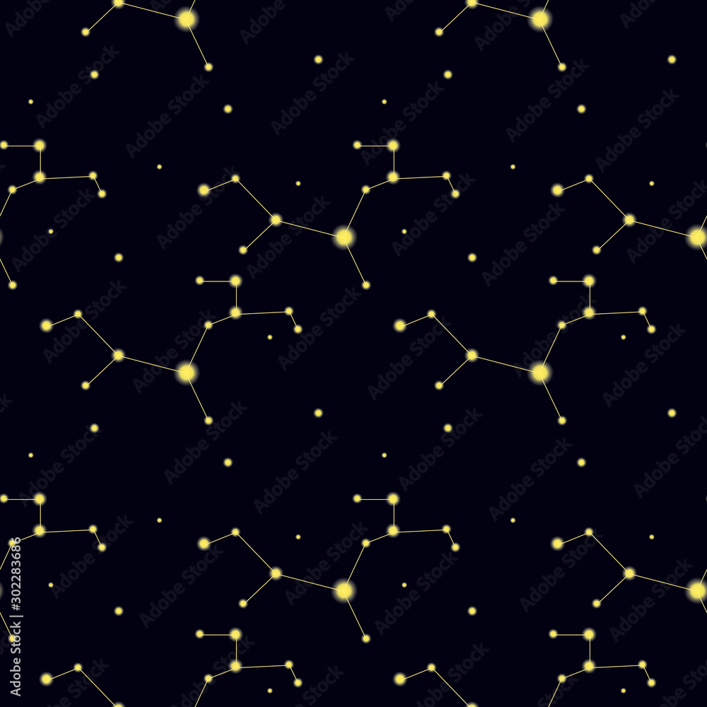 Wall mural pattern with constellation sagittarius. abstract print with the archer.