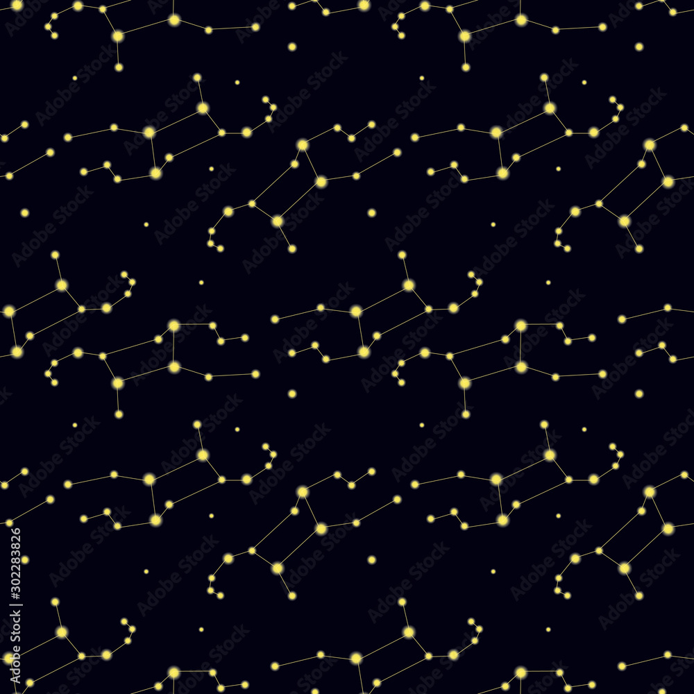 Wall mural pattern with constellation virgo. abstract print with the maiden.
