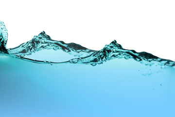 Water splash or water wave with bubbles of air on the background.
