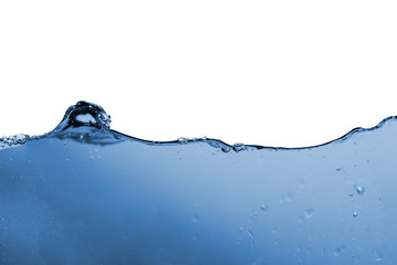 Water splash or water wave with bubbles of air on the background.