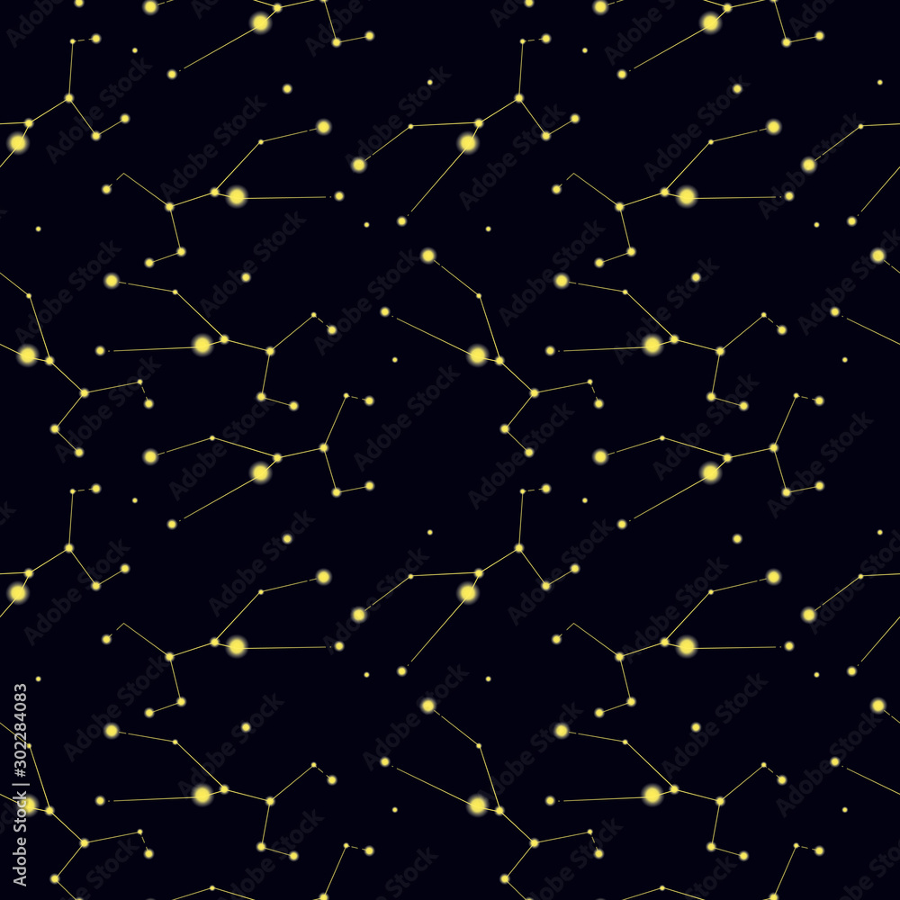 Wall mural seamless pattern with constellation taurus. abstract print with the bull