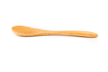 Single wooden bamboo shallow spoon for measuring or eating