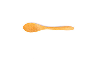 Single wooden bamboo shallow spoon for measuring or eating