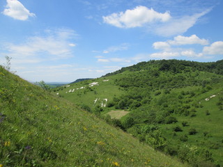 Naklejka premium Carbonates on the surface of the earth on the slopes of the mountains