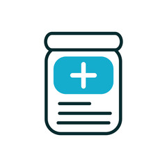 Fototapeta premium bottle pharmacy medicine equipment medical icon line fill