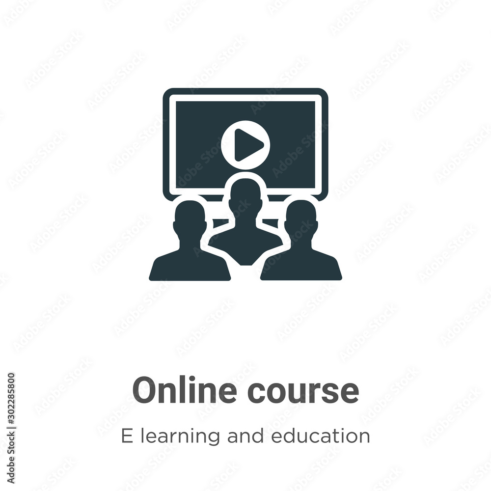 Poster online course vector icon on white background. flat vector online course icon symbol sign from moder