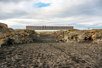 Bridge between Europe and North America continents in Reykjanes, Iceland Tourist attraction