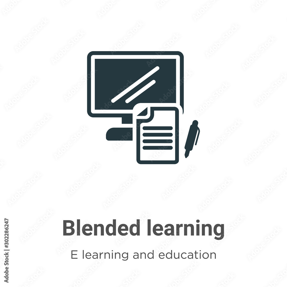 Poster blended learning vector icon on white background. flat vector blended learning icon symbol sign from