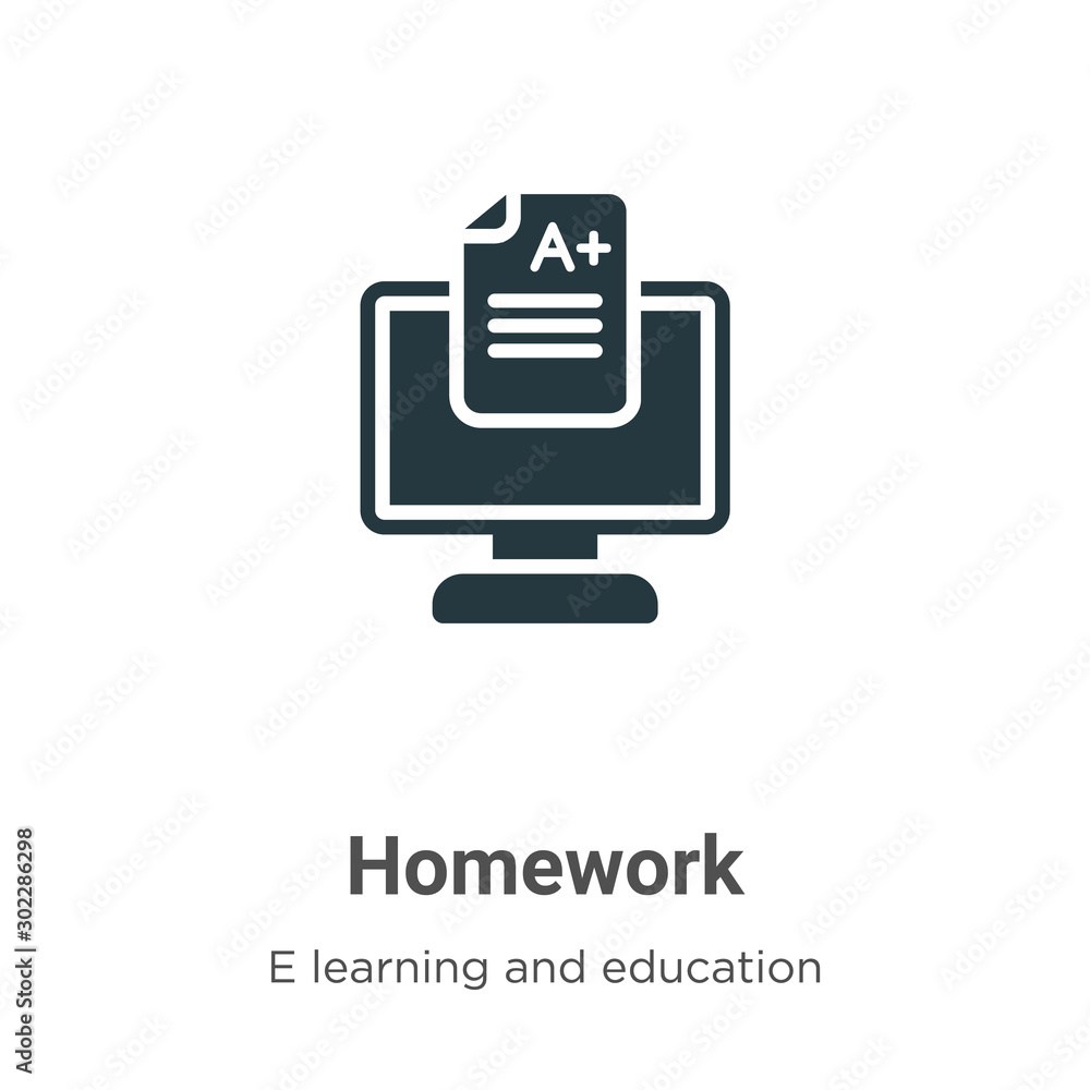 Poster homework vector icon on white background. flat vector homework icon symbol sign from modern e learni