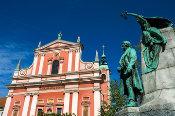 France Preseren statue in Ljubljana, Slovenia