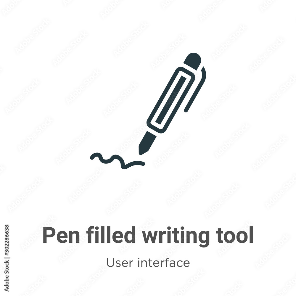 Poster pen filled writing tool vector icon on white background. flat vector pen filled writing tool icon sy