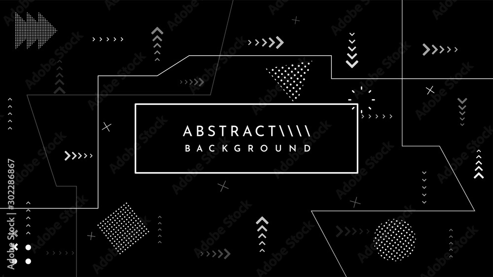 Fototapete dark memphis pattern background. vector abstract flat illustration. black background with white line