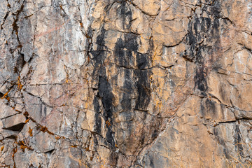 Moss on the stone. Cracks in the stone. Texture and background