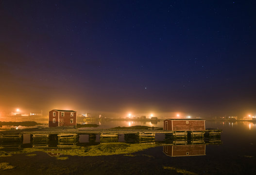 Stars Over Fishing Stages in Tilting, Newfoundland