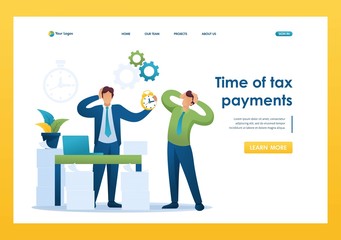 Stressful situation of the office, Time of tax payments. Flat 2D character. Landing page concepts and web design
