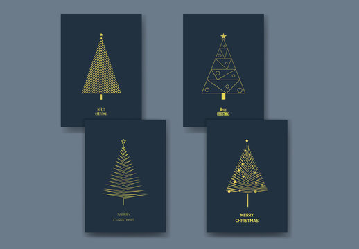 Art Deco Christmas Trees Card Layouts