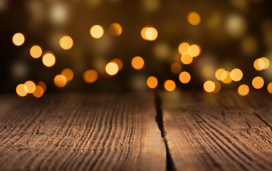 Wooden Planks with Bokeh - Christmas Background