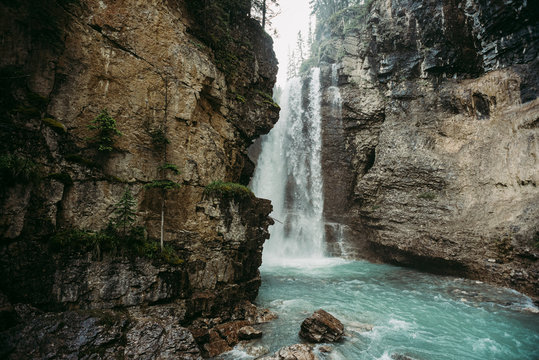 Upper waterfall of Johnston Canyon hiking trail in Alberta, Canada. © Cavan Images