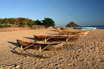 On the beach in Nioumachoua Village.Moheli Island / Mwali /. Union of the Comoros. Africa.