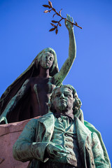 Fototapeta na wymiar France Preseren statue in Ljubljana, Slovenia