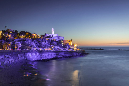 Colorful evening view of Old Jaffa Israel