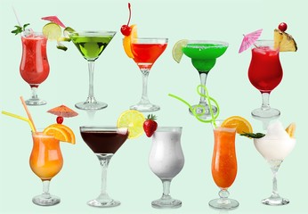 Glass of alcohol  cocktail on background