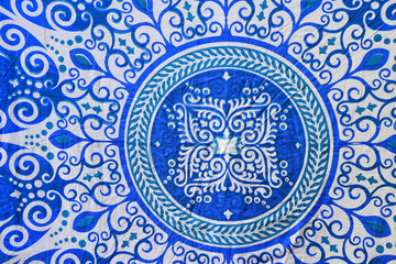 Part of fabric blue and white pattern