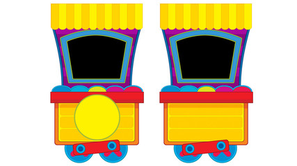 Cartoon funny looking steam wagon on white background - illustration for children