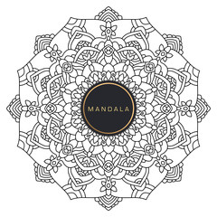 Black and white mandala vector isolated on white. Vector hand drawn circular decorative element.