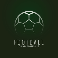 Football championship logo. Soccer ball dark green